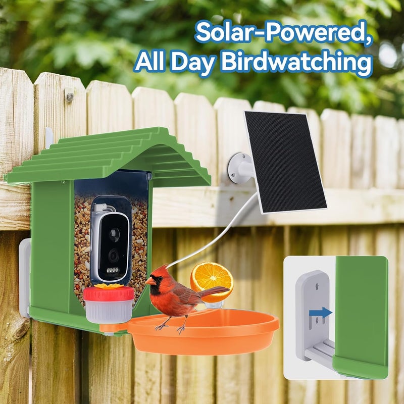 Leapbird Smart AI Bird Feeder with Camera,2.5K HD Live View,Solar Powered,Instant Birds Species Recognition,Real Time Alerts,Wireless Birdhouse with Night Vision,Ideal Gift,Green - Image 3